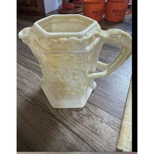 Vintage Belleek Ireland Porcelain Pitcher & Vase Set with Yellow Shell Accents